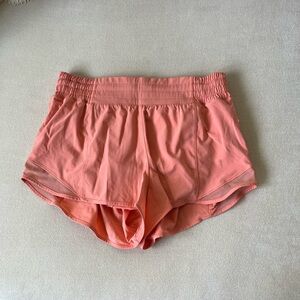 lululemon Hotty Hot High Rise Shorts, Size 8, 2.5” inseam, Sunny Coral